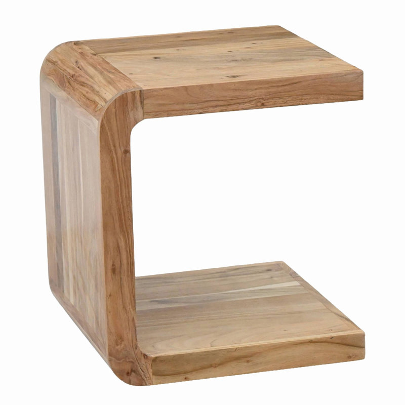 C-Shaped Acacia Solid Wood Side Table