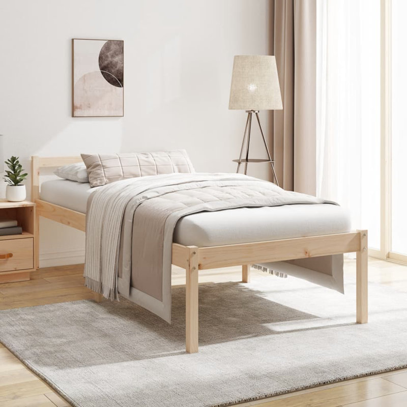 Bed Frame Solid Wood, European Single (90 x 200cm), Natural