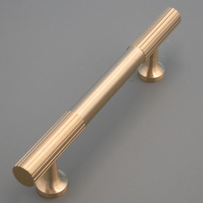 Solid Brass Cabinet and Drawer Pulls with Striped Detailing