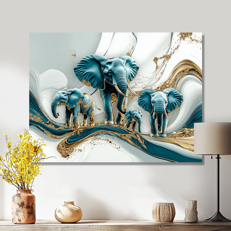 Glam Elephant Marble Giant II - éléphant, art mural, salon, H 24 po x l 32 po, Toile tendue, Ne s’applique pas