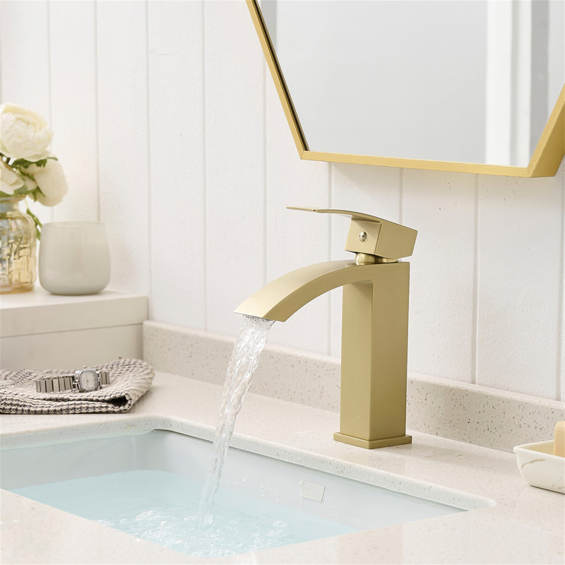 Brushed Gold Bathroom Faucet,Faucet For Bathroom Sink, Single Hole Bathroom Faucet Modern Single Handle Vanity Basin Faucet