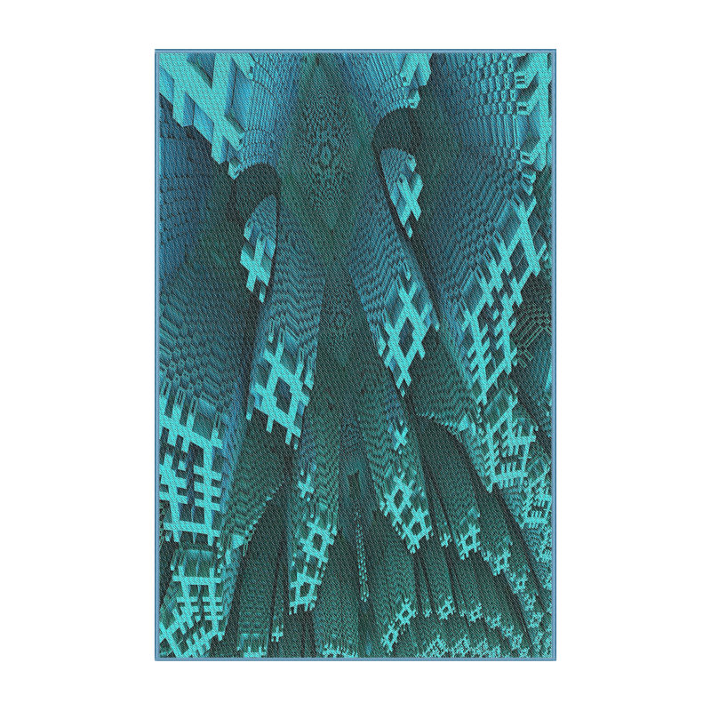 Tapis bleu aqua tissé à la machine, Rectangle 4 pi x 6 pi