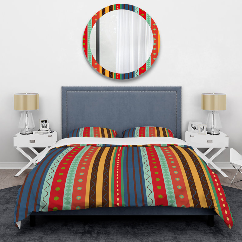 Ensemble de housse de couette en microfibre orange / jaune / bleu 3 pièces
