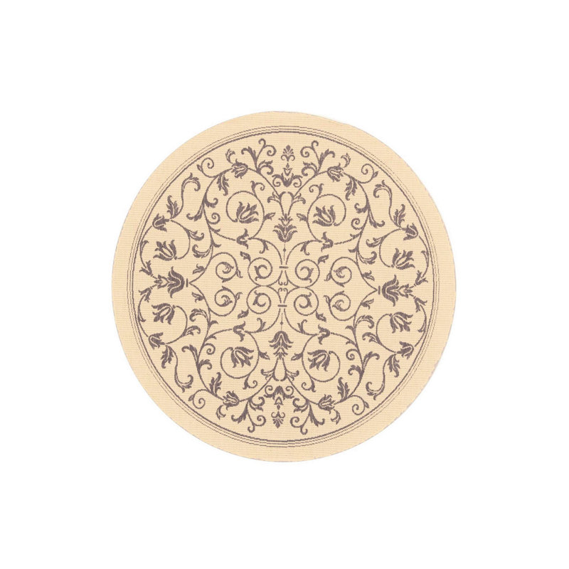 Tapis intérieur / extérieur brun Arneshia, Rond 7 pi 1 po