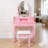 Pink Princess Vanity Desk Set With Mirror & Cushioned Stool,With Built-In Led Light Strips,4-Drawer Wooden Makeup Vanity Table For Girls' Bedroom, Dressing Table With Ample Storage,Pink-2003022377