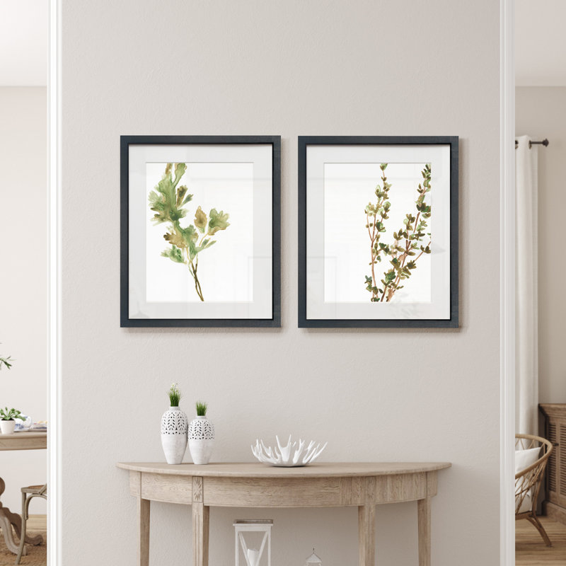 Earthtone Herbs II-ensemble de 2 reproductions d’art encadrées sur papier