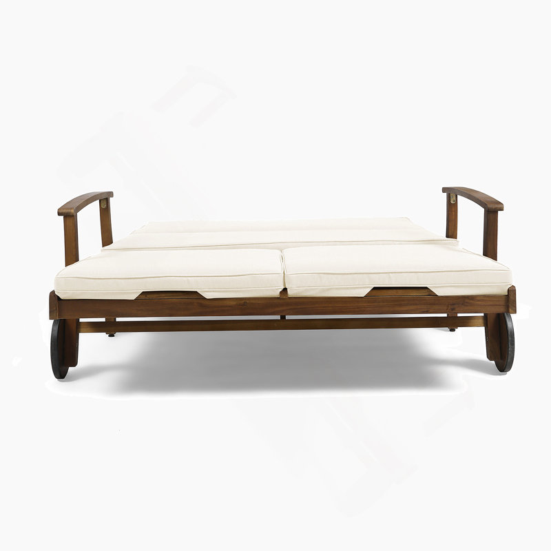 Patio Double Chaise Lounge With Cushion, Cream