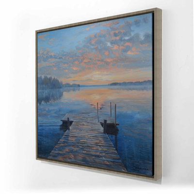 Calm Dock - Toile encadrée blanche pour une décoration intérieure élégante