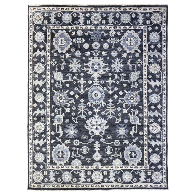 Sultanabad Wool Oriental Area Rug in Gray/Charcoal/White, Rectangle 8'9" x 11'7"