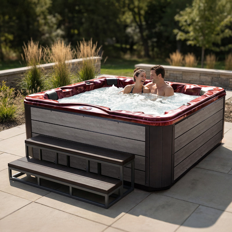 American Spas 240 Volt 6 Person 45 - Jet Acrylic Square Standard (Hardwired) Hot Tub with Ozonator and Built-In Speaker