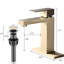 Robinet de salle de bain à 1 trou - Design moderne en acier inoxydable brossé doré avec ensemble de drain-121677874