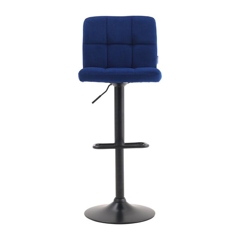 Myda Swivel Upholstered Adjustable Height Counter Stool with Metal Frame, Blue
