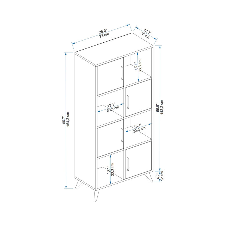 Godmond 154cm H x 72cm W Standard Bookcase, Beige/Gray