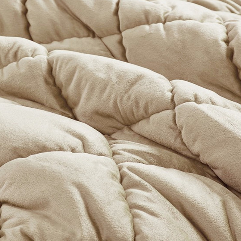 Édredon 3 pièces pour lit double / grand lit, mélange de velours et de microfibre, rembourrage en duvet synthétique, surpiqûres 3D, boîte, lavable à la machine, rend votre lit plus confortable Taille, avec intérieur, matelassage, style