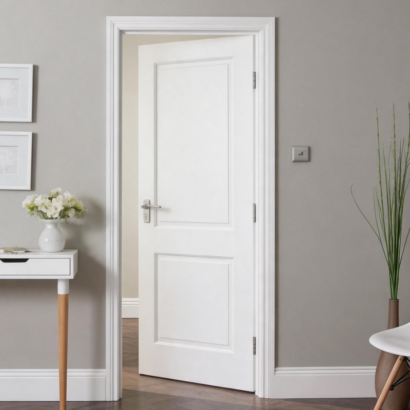 30 po x 80 po. Porte intérieure à 2 panneaux en bois apprêté blanc Shaker, plaque de porte intérieure en bois massif pour la chambre à coucher