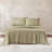Linear Cotton Sheets Green 4 Piece Set Queen-116543535-116543538