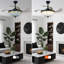 42" Vintage Ceiling Fan With Led Light For Dining Room & Living Room