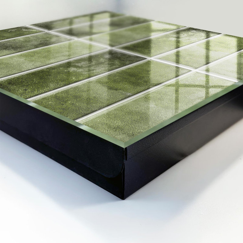 Key box for wall, Opens to the left, 30x30x5, Black, Green tiles in various shades, 