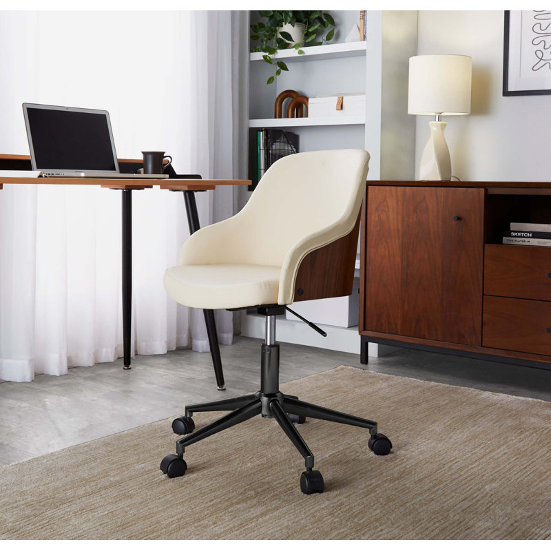 Chaise de bureau contemporaine avec hauteur réglable et confort rembourré, Crème
