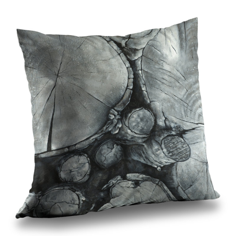 Textured Wooden Logs Throw Pillow | Trees Miscellaneous – Poly Twill Throw Pillow with Insert, Double-Sided Print