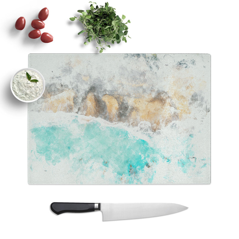 Tempered Glass New Zealand Beach Chopping Board, 20 cm x 28.5 cm