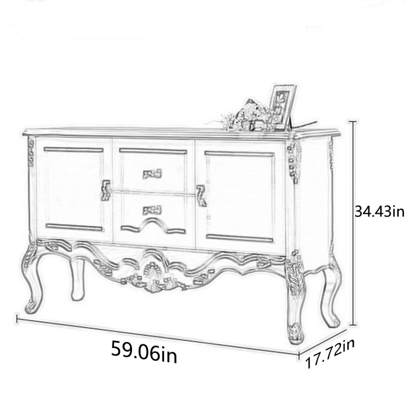 All solid wood neoclassical storage cabinet, Silver