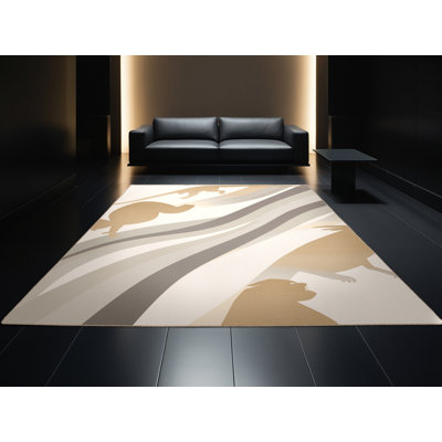 Tapis à motif d'arc moderne et élégant lavable à la machine osckar Tamarin - beige