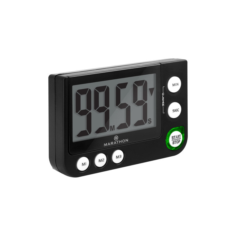 Large Display Countdown / Up Timer with Blinking Alarm and Adjustable Sound, Black