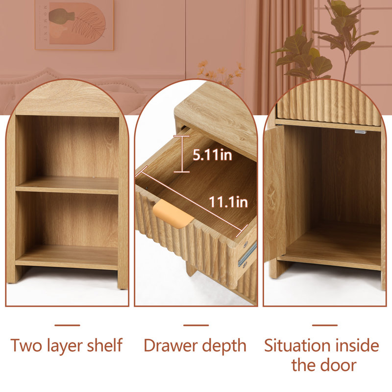 End Table With Storage And Charging Station, Natural