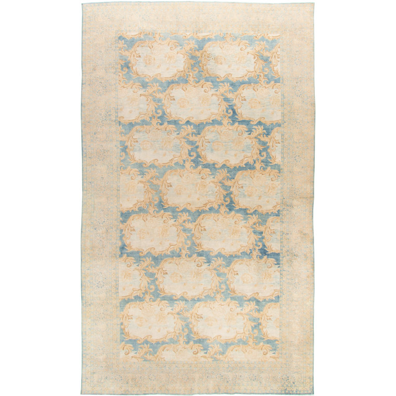 One-of-a-Kind 9'5 X 16' 1900s Wool Area Rug Blues/sea Foam/ivory/beige