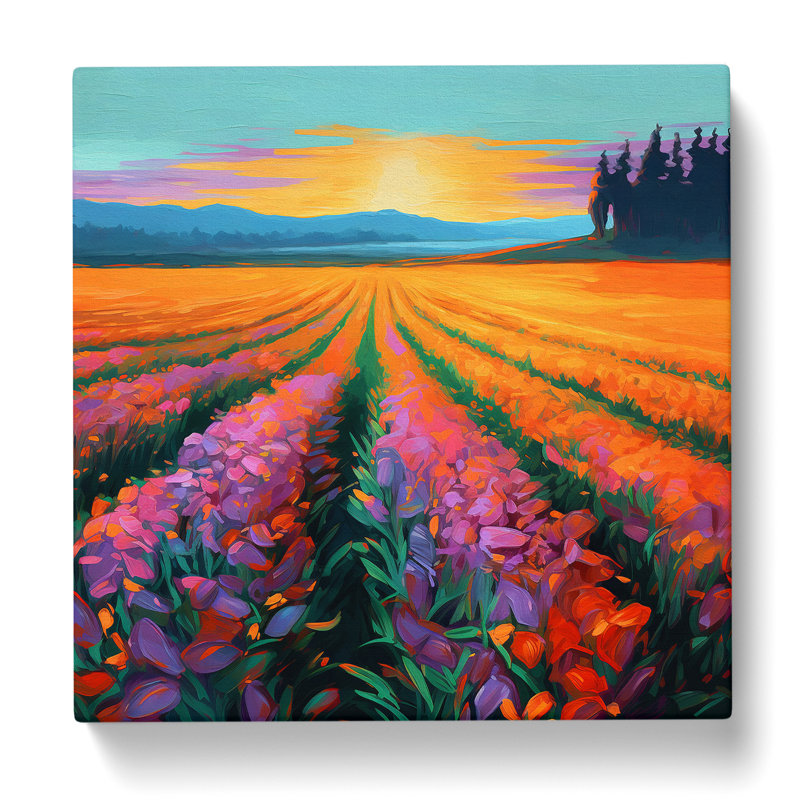 Lily Flower Color Field Painting No.2 - Wrapped Canvas - Framed Print
