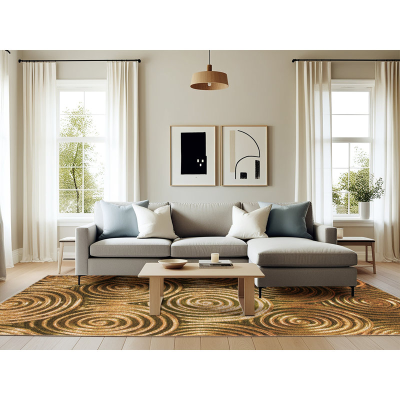 Tapis brun à motif géométrique, Rectangle 6 pi x 9 pi