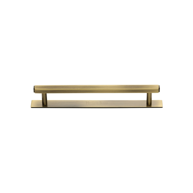Heritage Brass Heritage Cabinet Pull Hexagonal Design with Plate, Antique Brass, 9.6cm