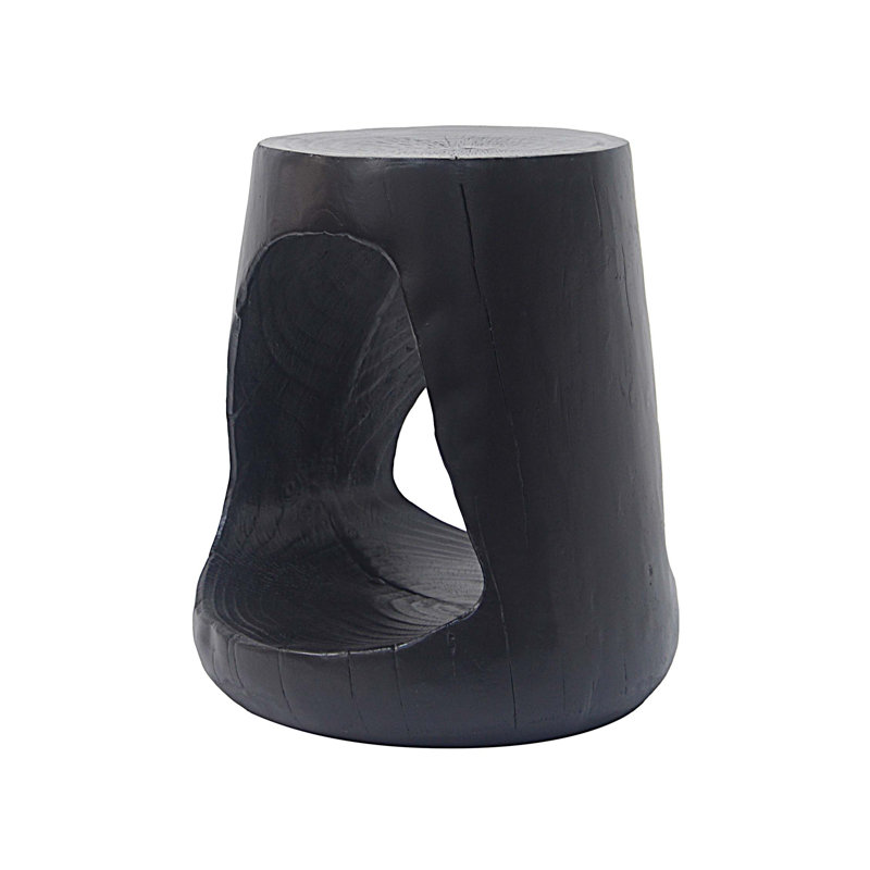 Table d'appoint MGO Hollow, texture semblable au bois, Noir