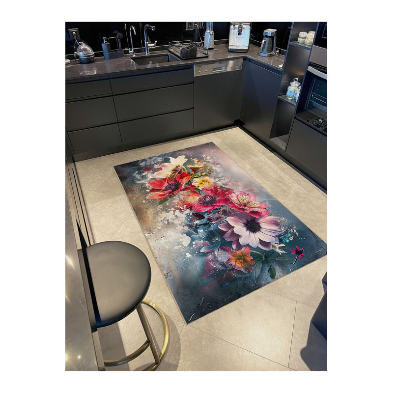 Tapis décoratif lavable à la machine Sun, Tapis de couloir 4 pi 11 po x 9 pi 10 po inclus