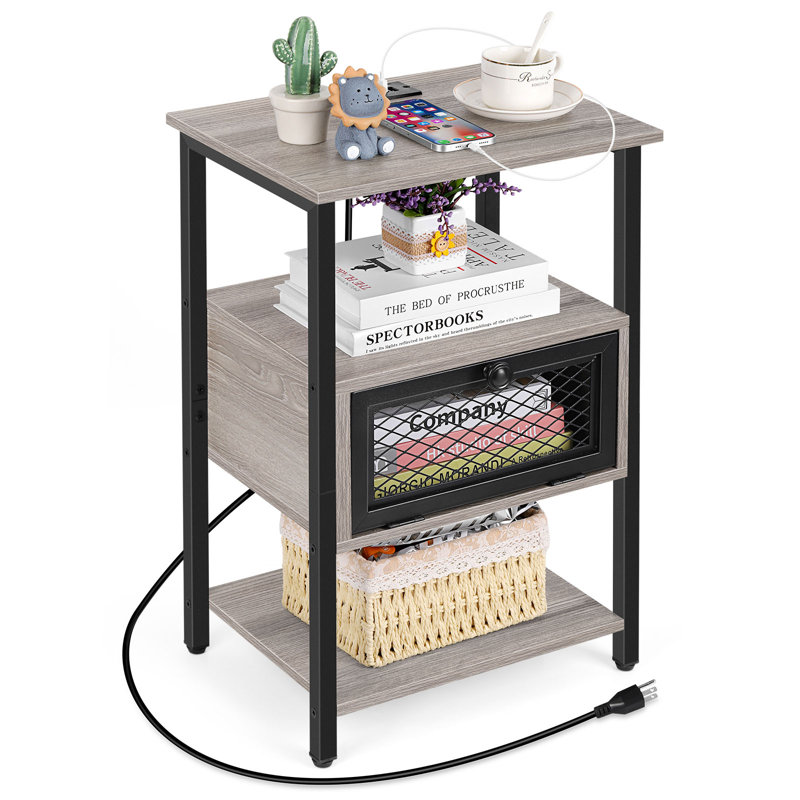 Table de bout Getta de 23,62 po de hauteur, Gris/noir