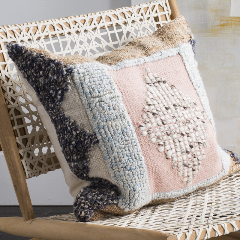 Arden 20'' Pink and Multicolor Wool Throw Pillow
