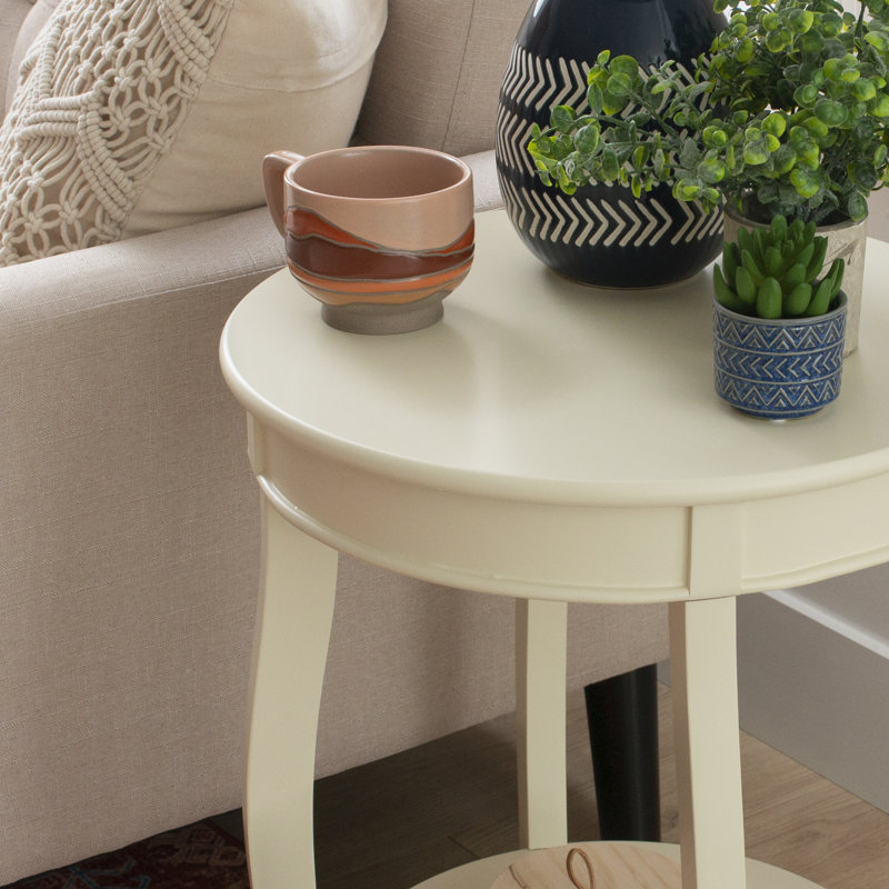 Table de bout avec rangement Everill, Blanc cassé