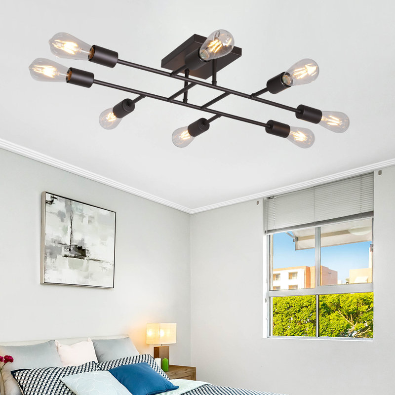 Prannoy Semi Flush Mount, Bronze, 6" H x 28" W x 20" D