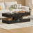 47.2 Inch Coffee Table with LED Lights, Modern High-Gloss Open Shelf Design, 2-Tier Floating Center Table with Illumination, Large LED Coffee Table for Living Room(Black)-1834053542