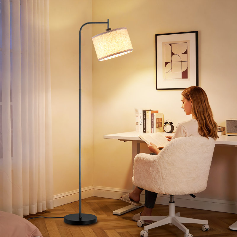 68" Arched/Arc Floor Lamp With Remote Control, Bulb Included, Black