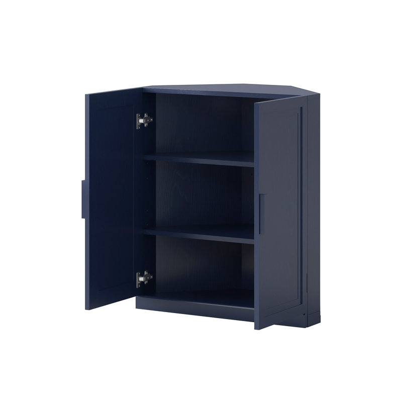 Lula Space-saving Corner Accent Cabinet With Adjustable Shelf, 31" H x 31" W x 16" D, Dark Blue