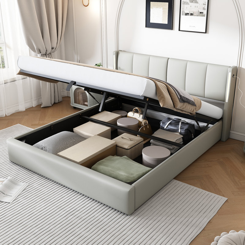 Metal Ottoman Storage Bed, Double (4'6)