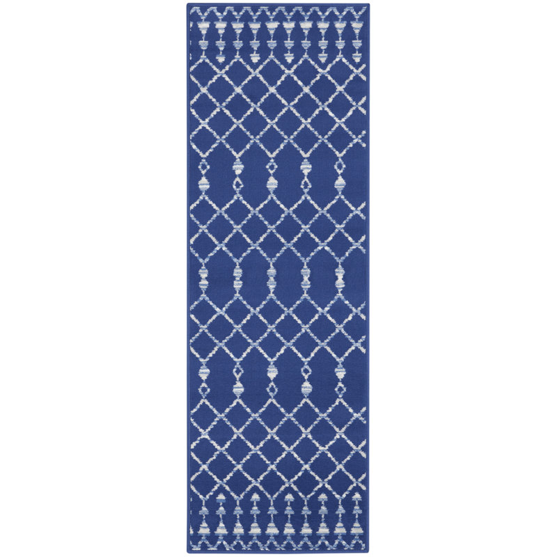 Tapis bleu marine Harriet, Tapis de couloir 2 pi x 8 pi