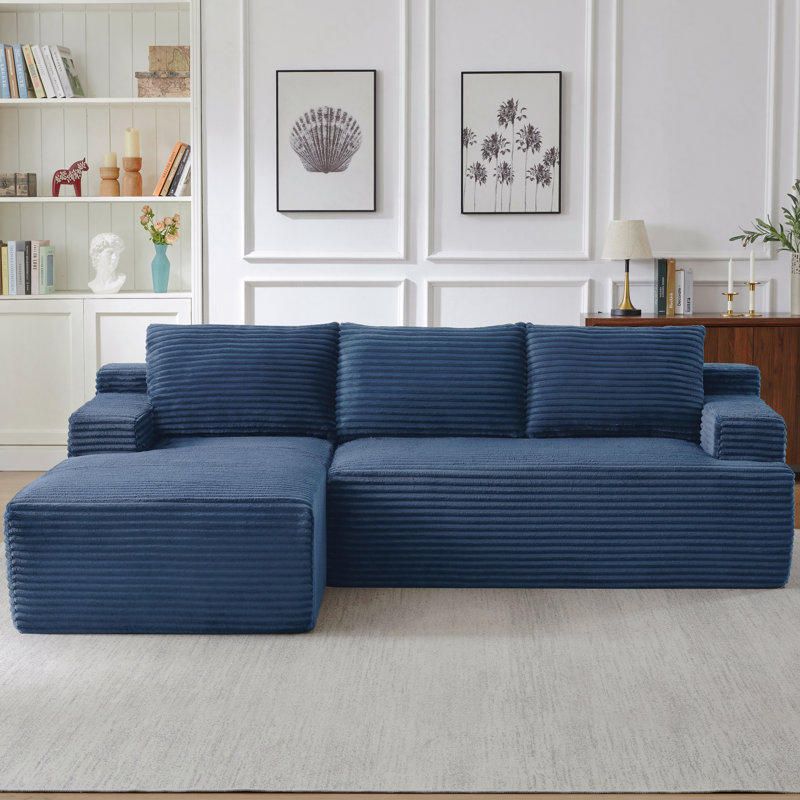 Canapé modulaire en L avec siège profond, sans assemblage requis, canapé modulaire pour salon, chambre à coucher, appartement, bleu