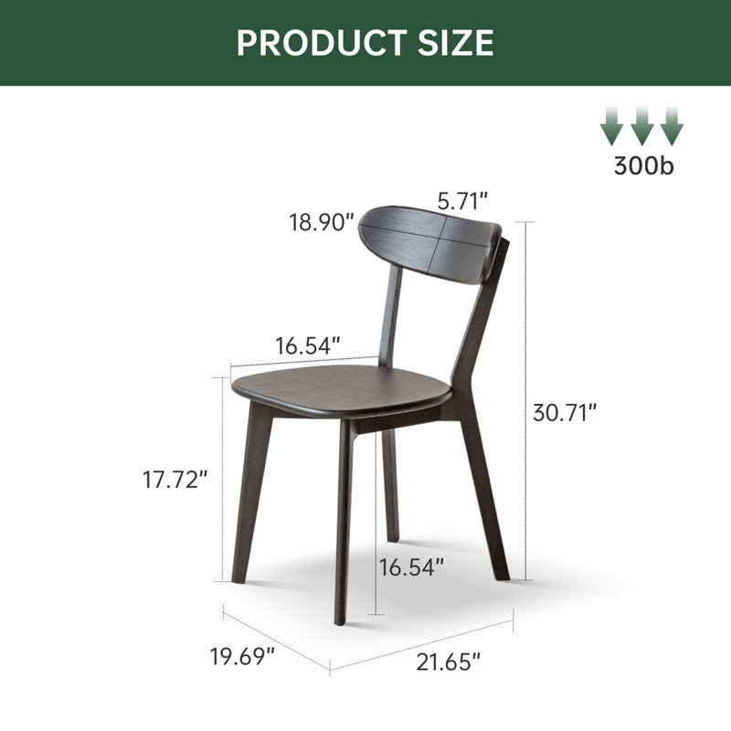 Chaise de salle à manger en chêne massif (ensemble de 1), Chêne noir, 1