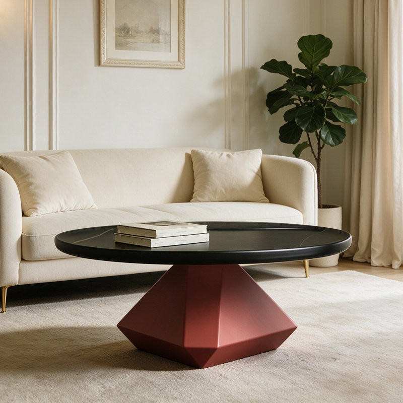 Table basse Modern Modern, H 15,74 po x l 35,43 po x P 35,43 po, Noir / Rouge