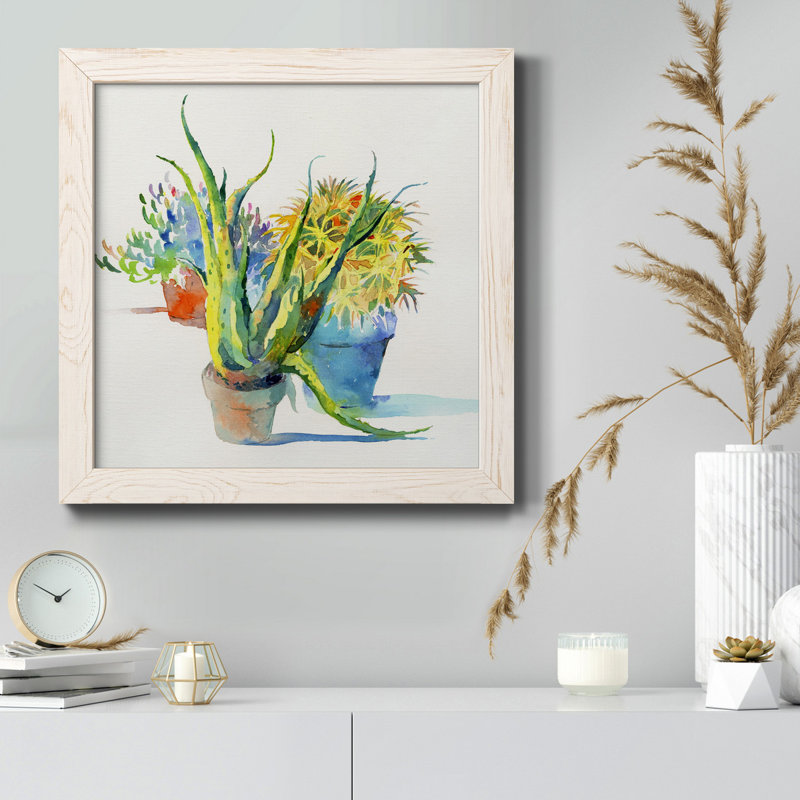 Poppy Party - Peinture sur toile encadrée, H 27,5 po x l 27,5 po x P 1,5 po, Cadre blanc
