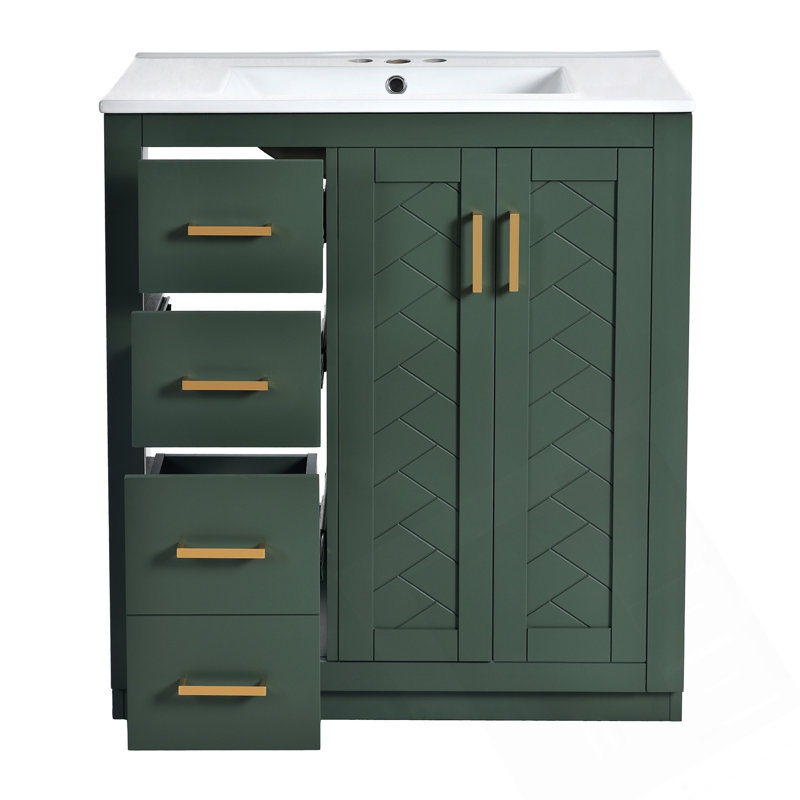 Ensemble de meuble-lavabo 30 po avec lavabo en céramique, Vert