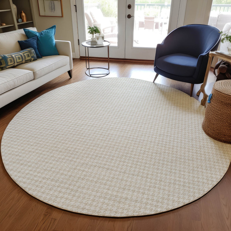 Tapis intérieur / extérieur en polyester tissé à la machine Loreen, Rond 8 pi